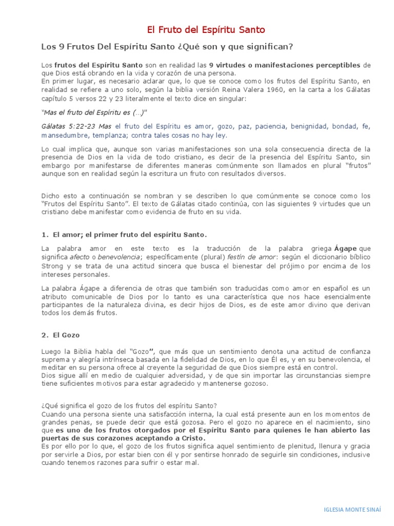 El Fruto Del Espíritu Santo (Otro Angulo) | PDF | espíritu Santo | Amor
