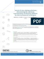 Determining optimum thiourea concentration in zinc plating solutions using electrochemical techniques