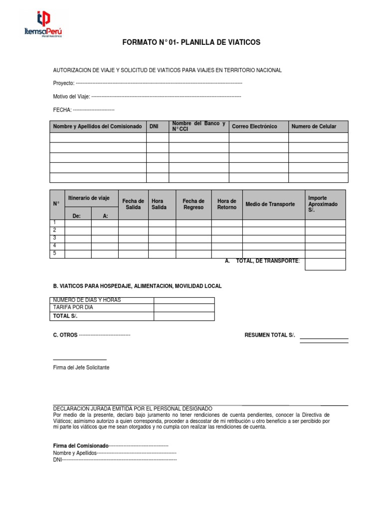 Solicitud y Formato de Viáticos | PDF | Negocios