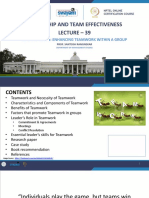 Leadership and Team Effectiveness Lecture - 39: Leading Teams: Enhancing Teamwork Within A Group