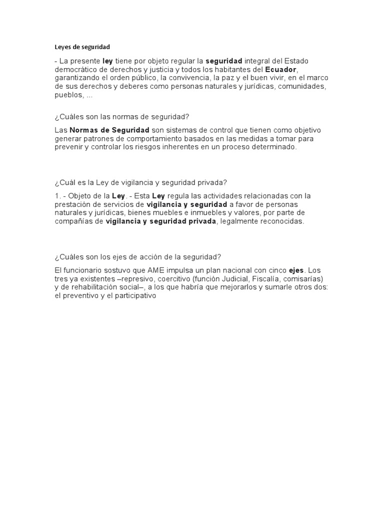 Leyes y Normas de Seguridad en Ecuador | PDF | Política | Derecho