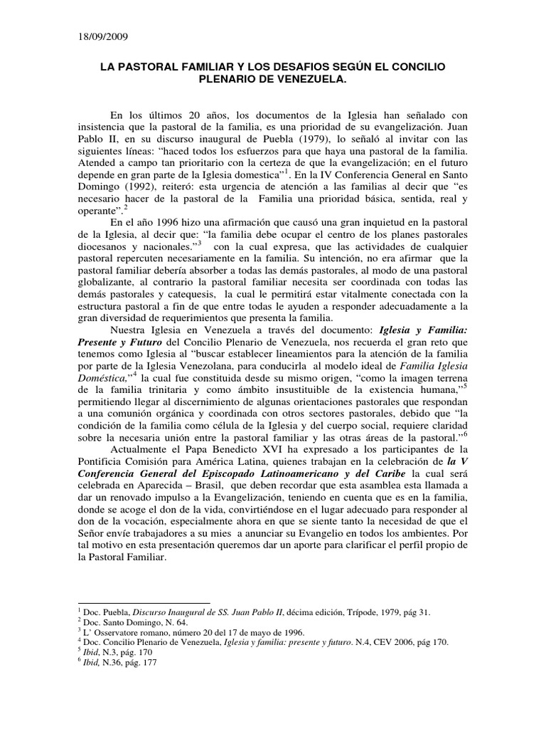 La Pastoral Familiar y Los Desafios | PDF | Iglesia Católica | Sacerdote