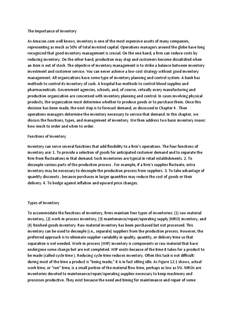 The Importance of Inventory | PDF | Inventory | Business Economics