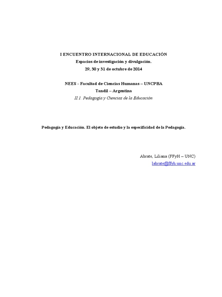 Pedagogía y Educación | PDF | Pedagogía | Cognición