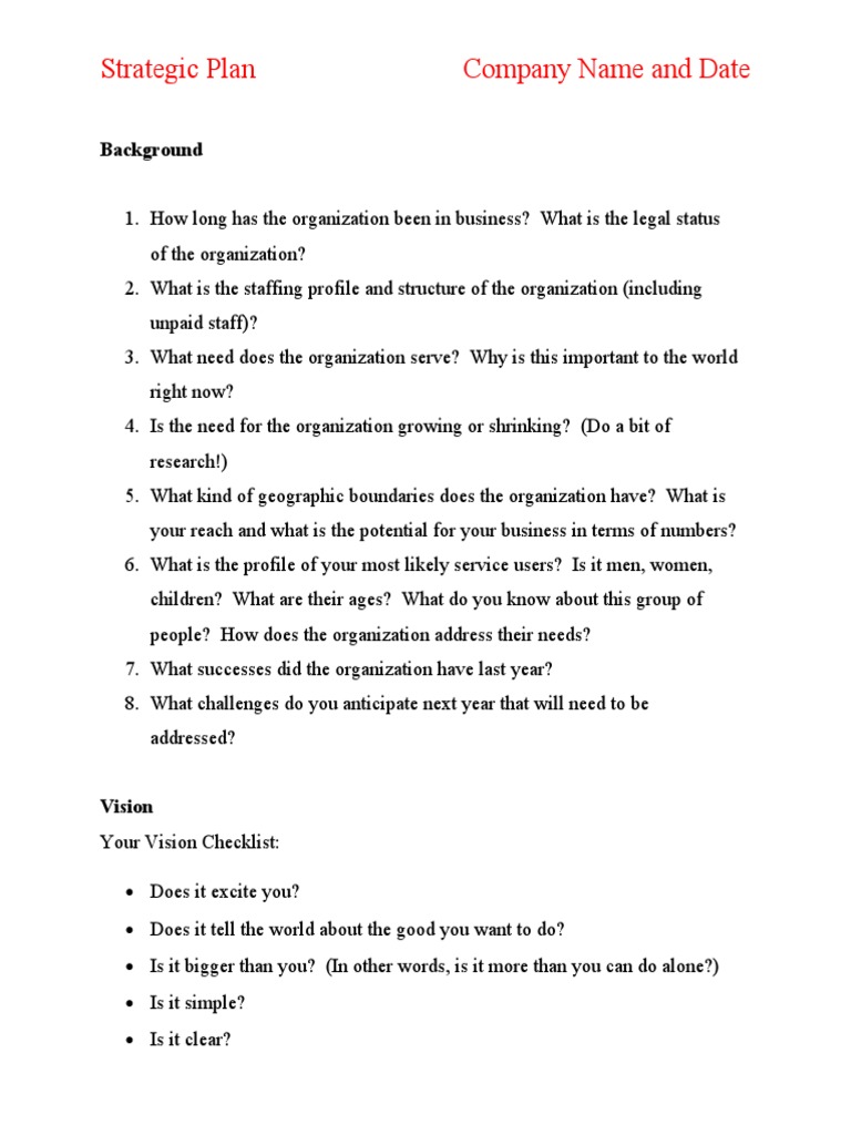 Strategic Plan Template 02 | PDF | Swot Analysis | Strategic Planning