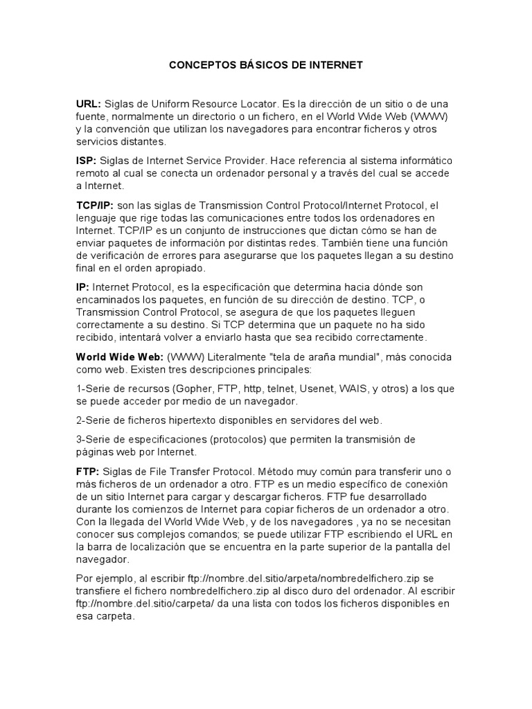 Conceptos Básicos de Internet | PDF | Red mundial | Internet y web