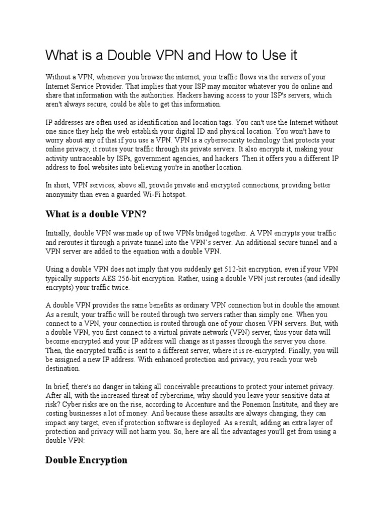 Understanding Double VPN Benefits | PDF | Virtual Private Network ...