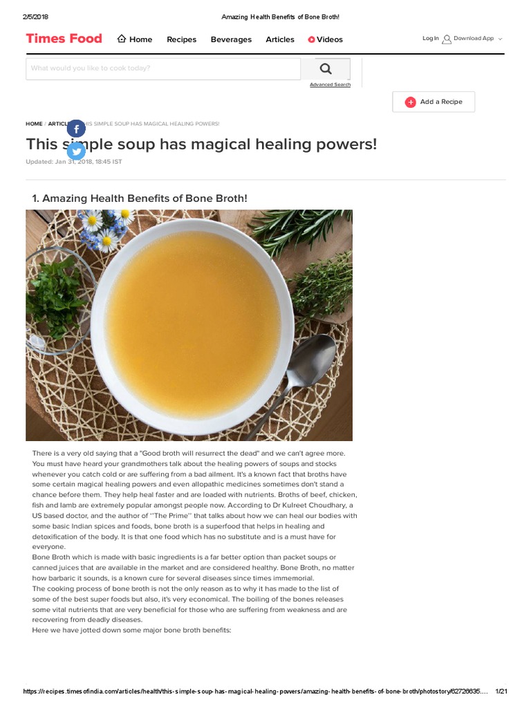 Amazing Health Benefits of Bone Broth! PDF Tea Alcoholic Drinks