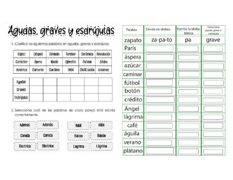 Ejercicios de Repaso Palabras Graves y Llanas | PDF