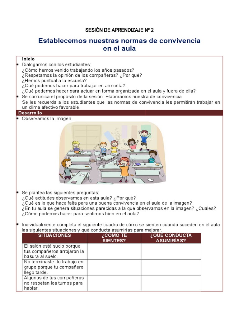 Establecemos Nuestras Normas de Convivencia en El Aula | PDF