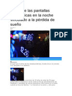 La luz de las pantallas electrónicas en la noche vinculado a la pérdida de sueño