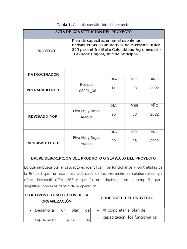 Acta de Constitucion Del Proyecto | PDF | Microsoft | Bogotá