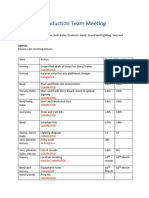 Production Team Schedule