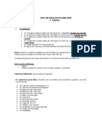 Lista de Útiles 6to. Grado 2022