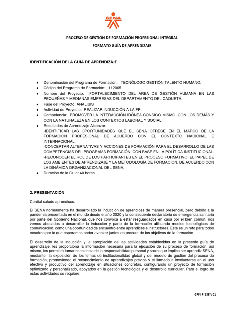 Guia Induccion Tgo Gestion Del Talento Humano | PDF | Aprendizaje ...