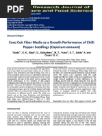 Coco Coir Fiber Media As A Growth Performance of Chilli Pepper Seedlings (Capsicum Annuum)