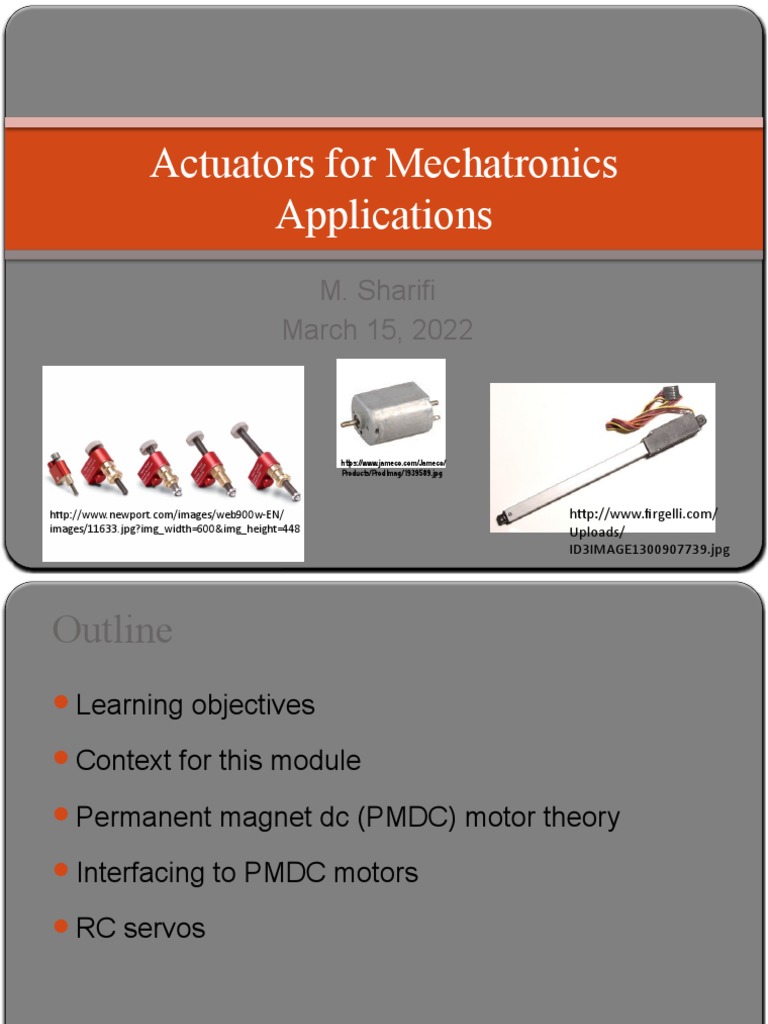 Actuators in Mechatronics Overview | PDF | Electric Motor | Magnetic Field