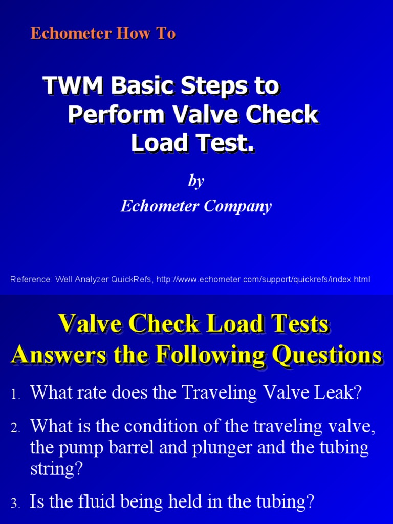 TWM Basic Steps To Perform Valve Check Load Test | PDF | Leak | Pump