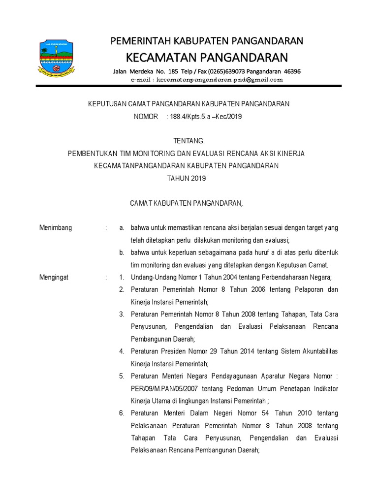 Sk Monev Kinerja 2019 Pdf