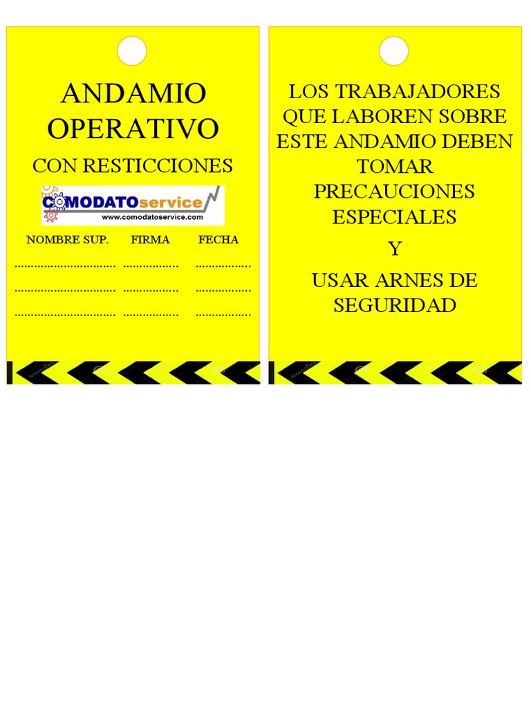 Tarjeta de Operatividad de Andamios | PDF
