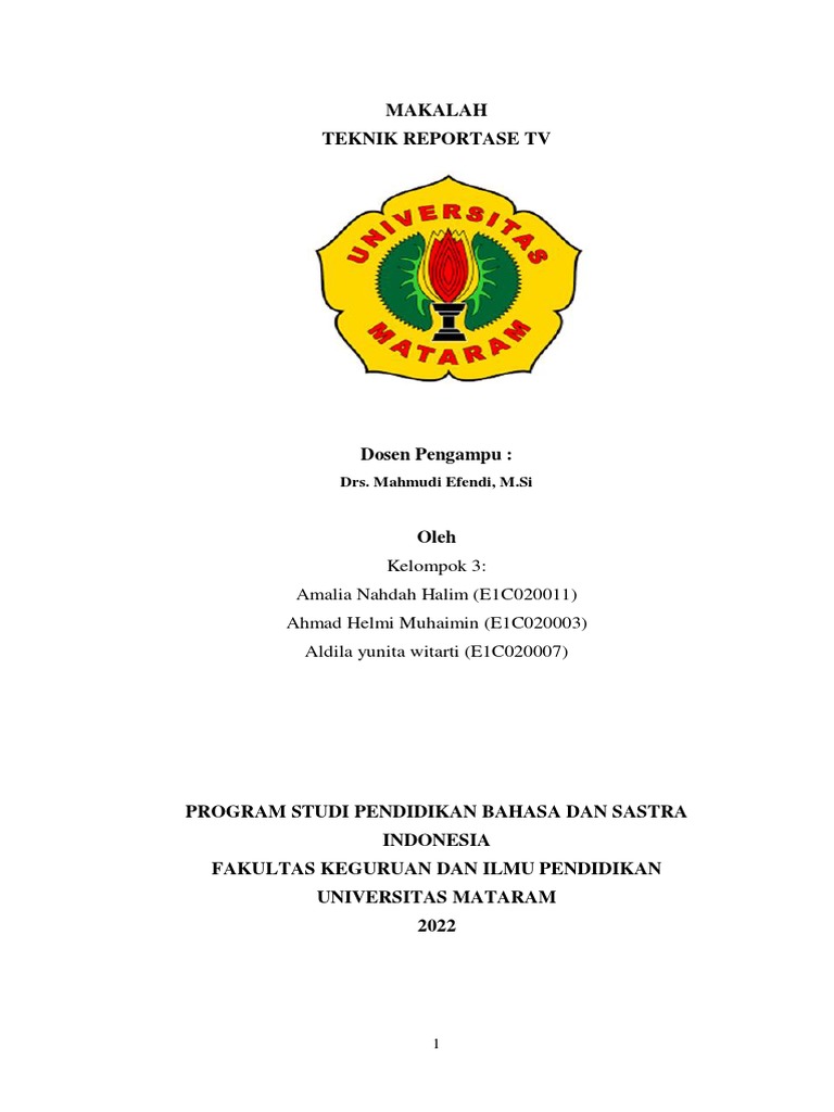 Teknik Reportase Jurnalistik TV | PDF
