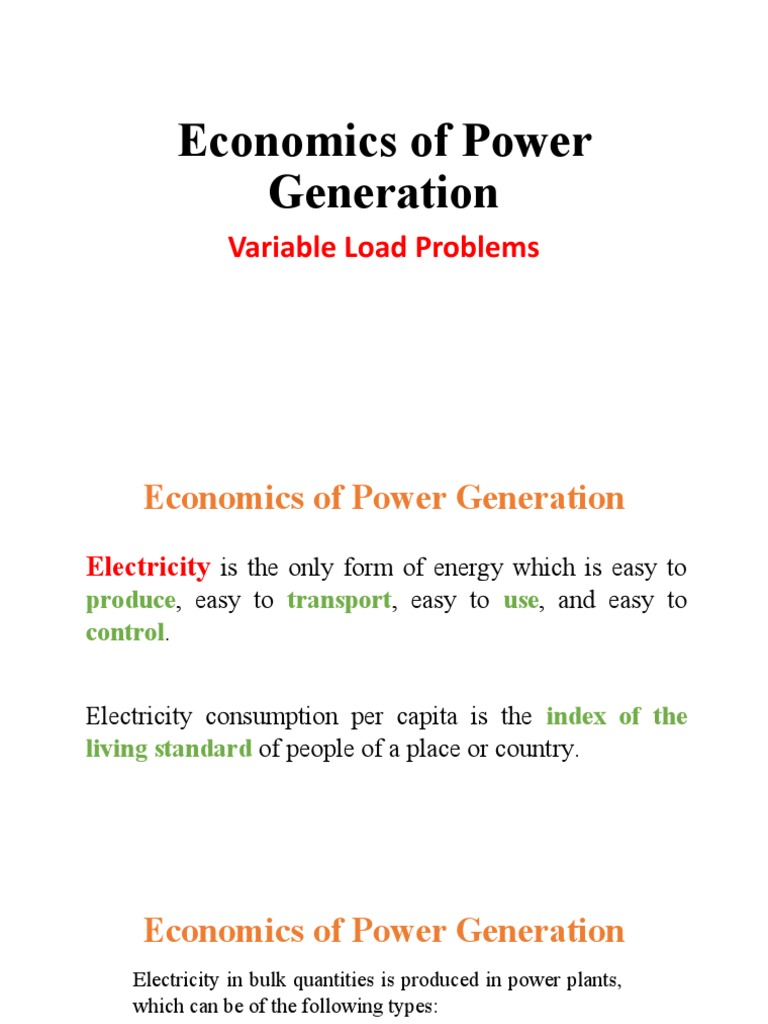 Economics of Power Generation PDF Power Station Energy Technology