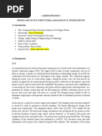 Career Episode 1 Design and Static Structural Analysis of Ic Engine Piston