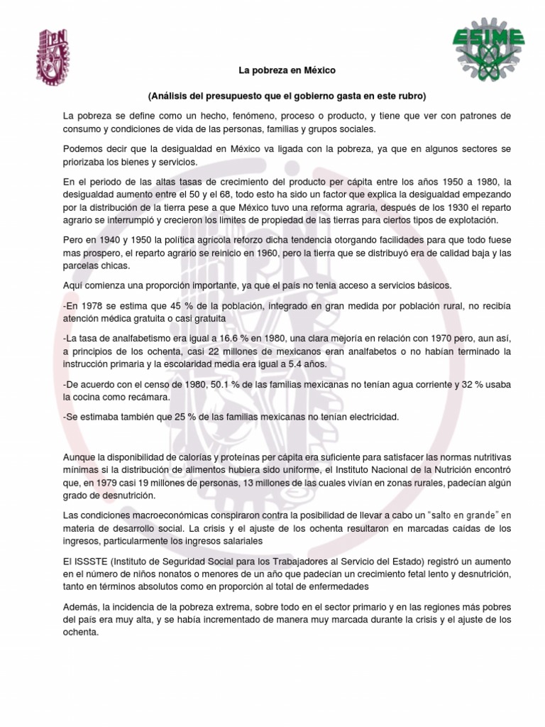 Análisis de la pobreza en México 2020 | PDF | Pobreza | Pobreza e ...
