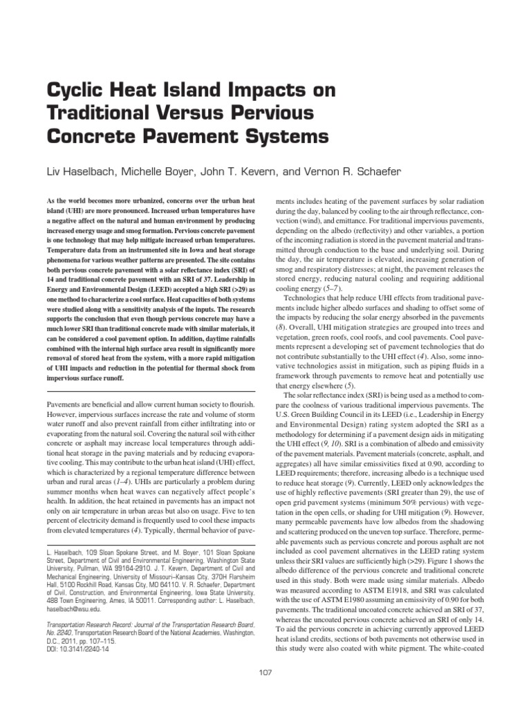 3.0 Cyclic Heat Island Impacts On Traditional Versus Pervious Concrete