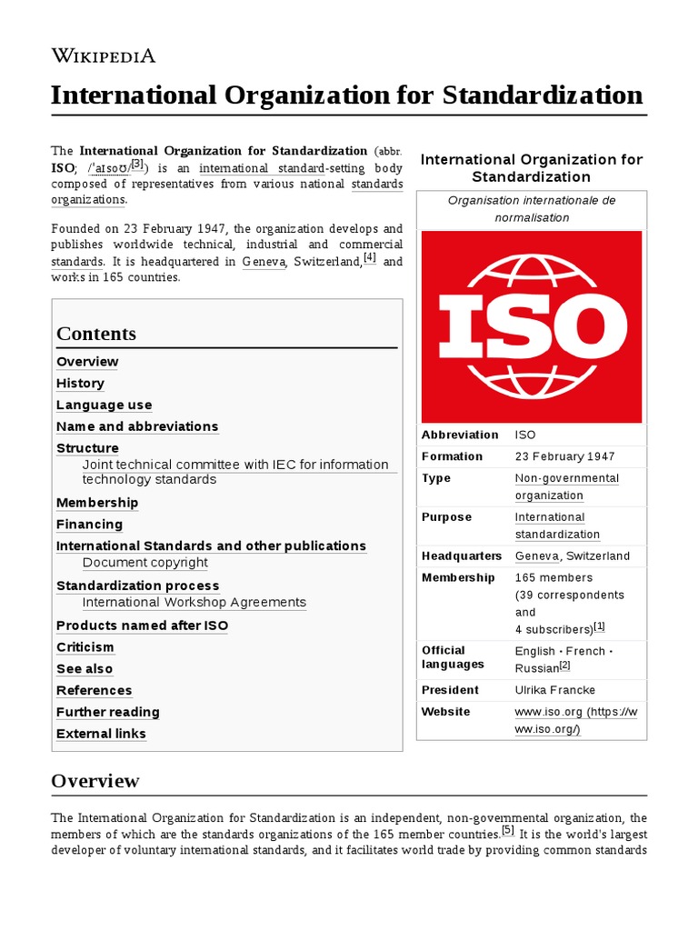 International Organization For Standardization | PDF | International ...
