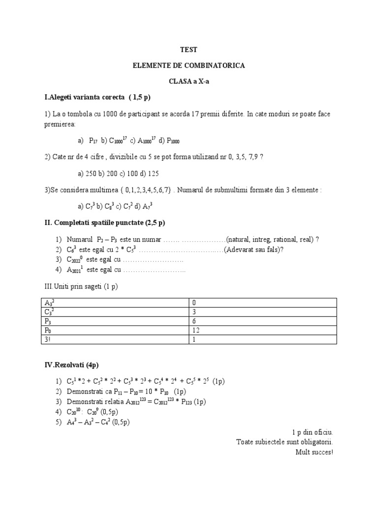 Elemente de Combinatorica | PDF