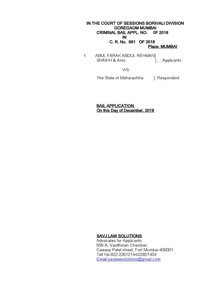Application Sessions Court | PDF | Bail | Judiciaries