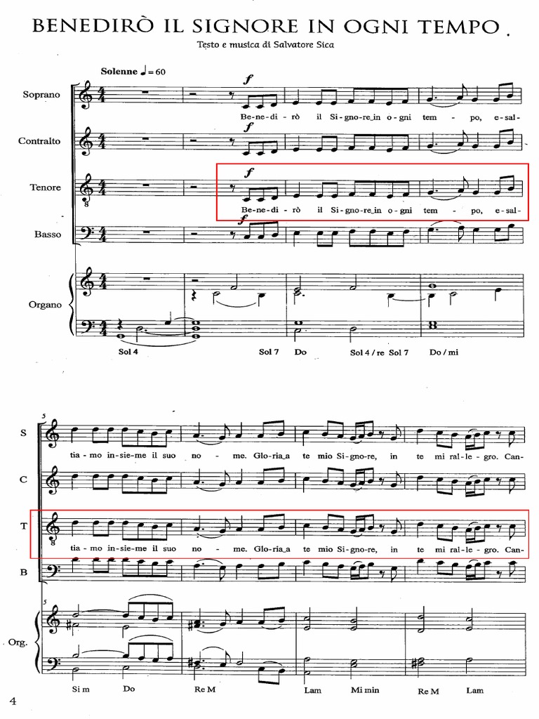 Benedirò Il Signore In Ogni Tempo Testo B - Benedirò Il Signore in Ogni Tempo | PDF