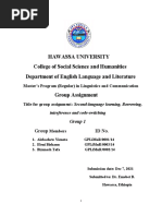 Hawassa University College of Social Science and Humanities Department of English Language and Literature Group Assignment