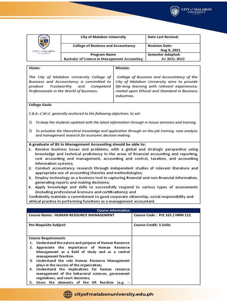 Overview of BSMA Course and Careers | PDF | Human Resource Management ...
