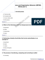 Management Process and Organization Behavior (MPOB) Solved MCQs (Set-1)
