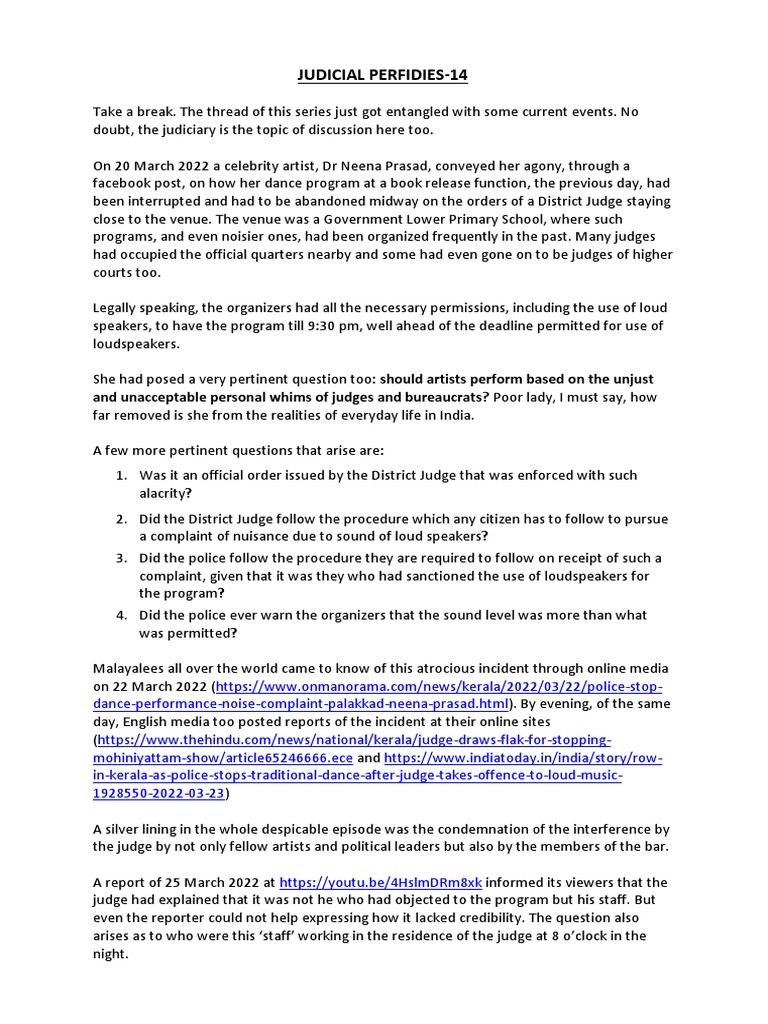 Judicial Perfidies-14: and Unacceptable Personal Whims of Judges and ...