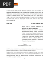 Lei Do Ambulante Do Município Do Rio de Janeiro 1876 - 1992