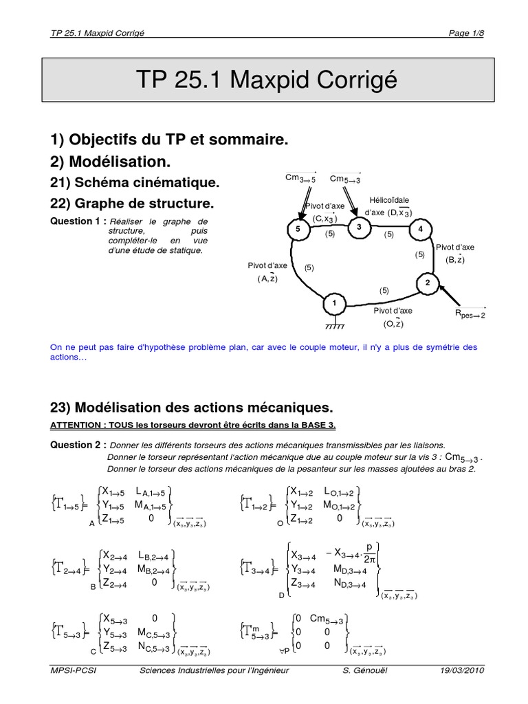 TP Maxpid : Corrigé et Modélisation | PDF | Physique appliquée et ...