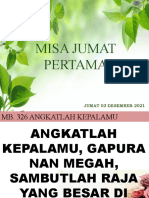 Lagu MB Misa 03 Desember 2021 Jumat Pertama