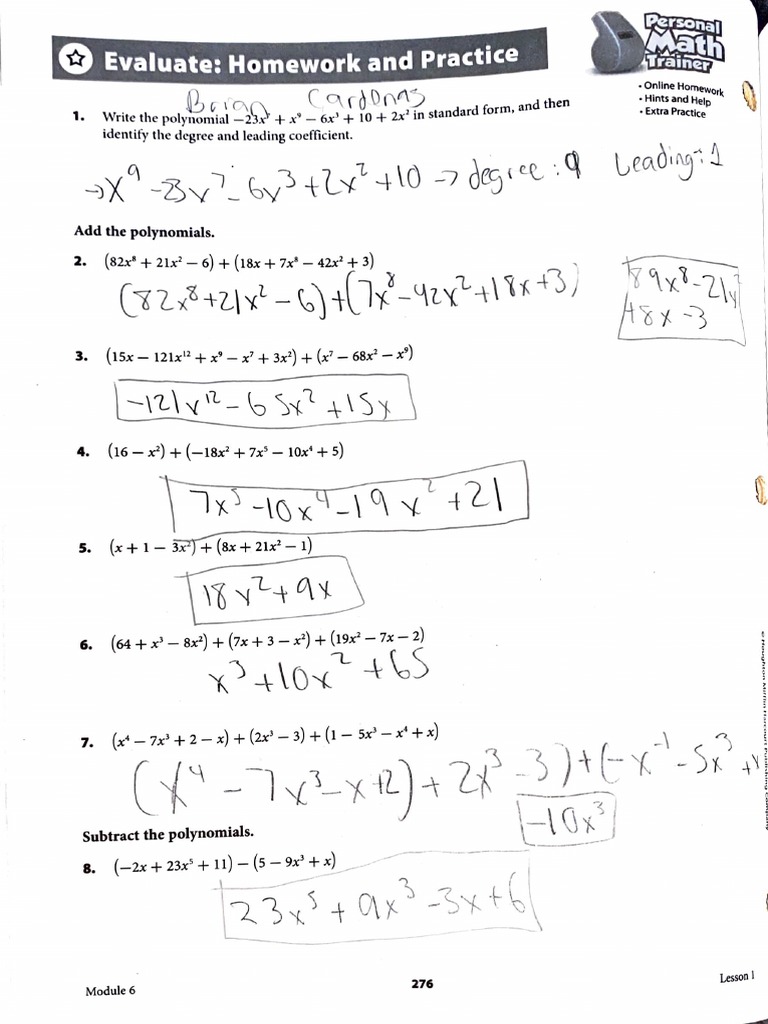 Evaluate Homework and Practice x9 X' (X' x9) PDF Geometry