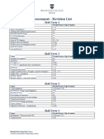 Year 9 Half Term 4 Revision List