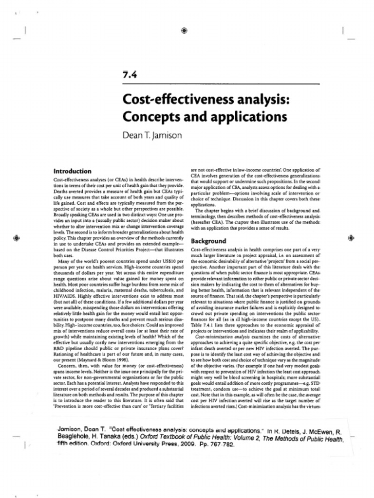 Cost-Effectiveness Analysis in Health | PDF | Cost Effectiveness ...