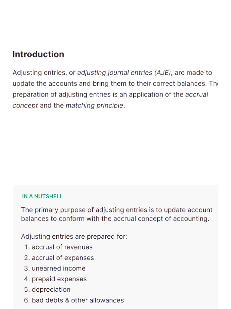 Introduction To Adjusting Entries | PDF