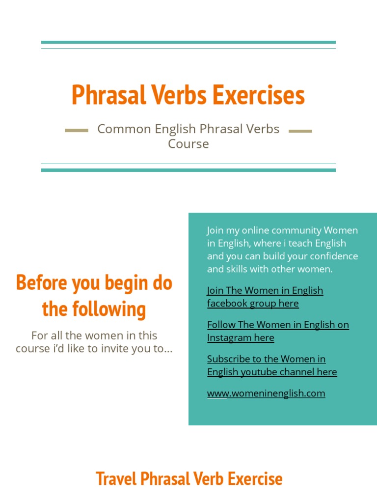 Phrasal Verbs Exercises for Women | PDF