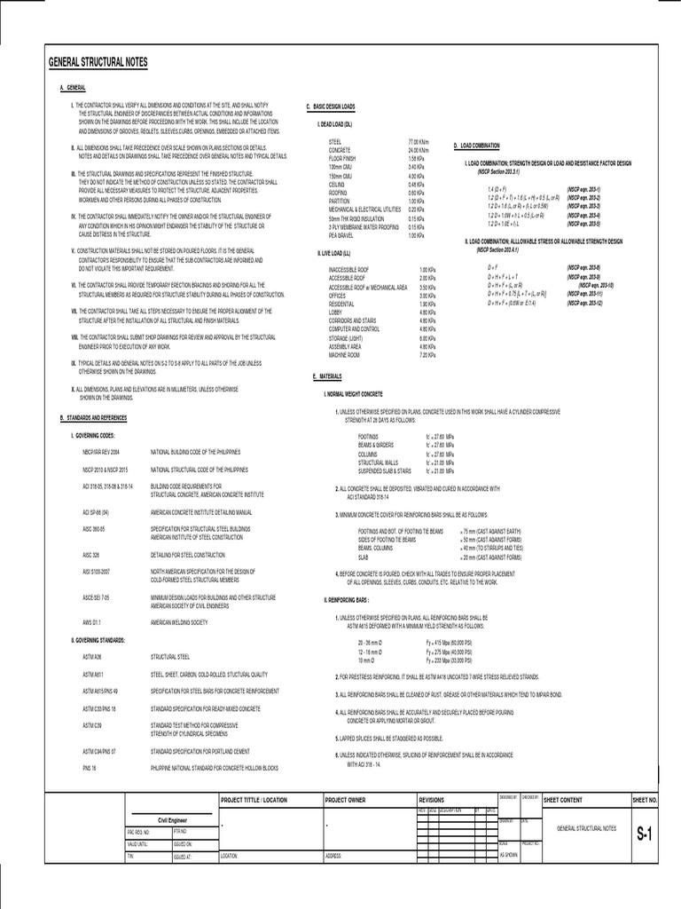 General Structural Notes and Guidelines | PDF | Concrete | Structural Steel