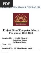 Computer Science Project File Class 12 Cbse | PDF | Python (Programming ...