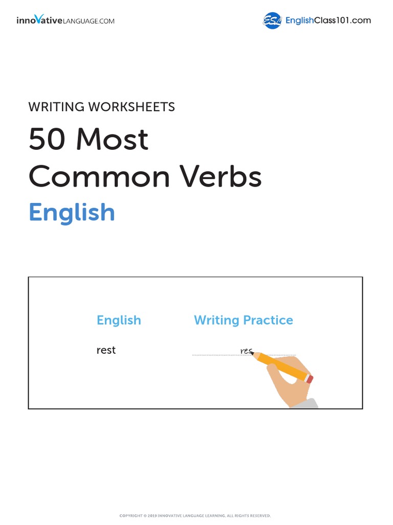 50 Most Common Verbs: English | PDF | Language Arts & Discipline | Self ...