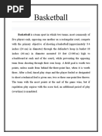 Basketball: Basketball Is A Team Sport in Which Two Teams, Most Commonly of