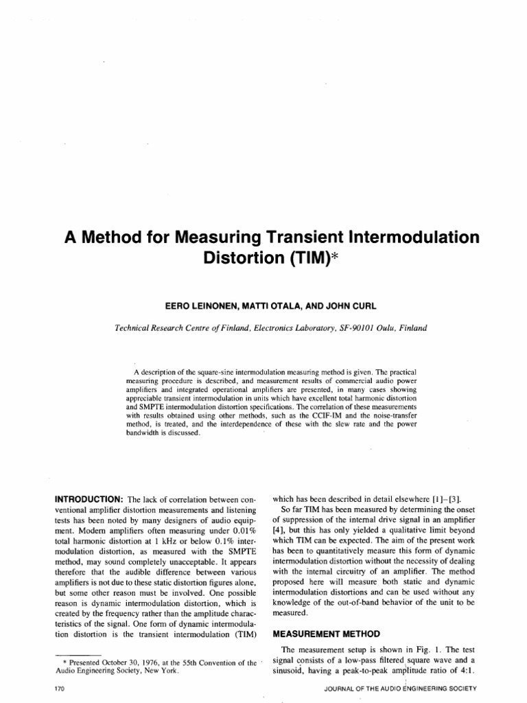 Measuring Transient Intermodulation Distortion | PDF | Distortion ...